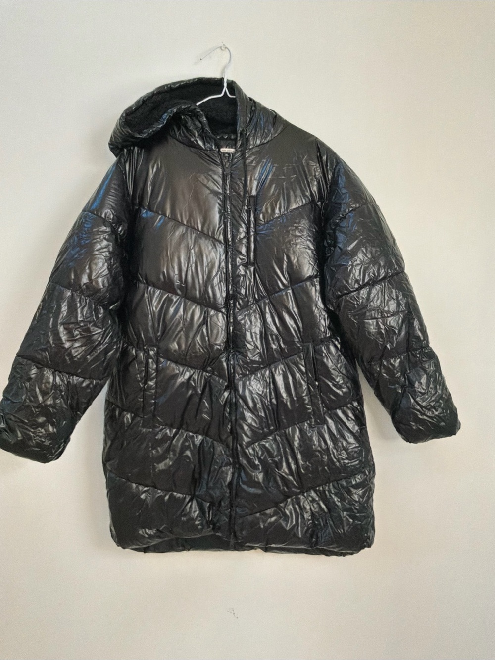 a new day Black Hooded Quilted Puffer Coat